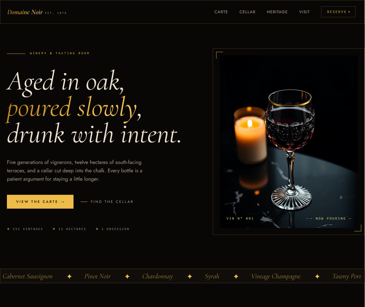 Domaine Noir winery website design